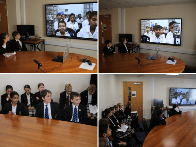 Virtual exchange Pupils sitting in front of computer screen