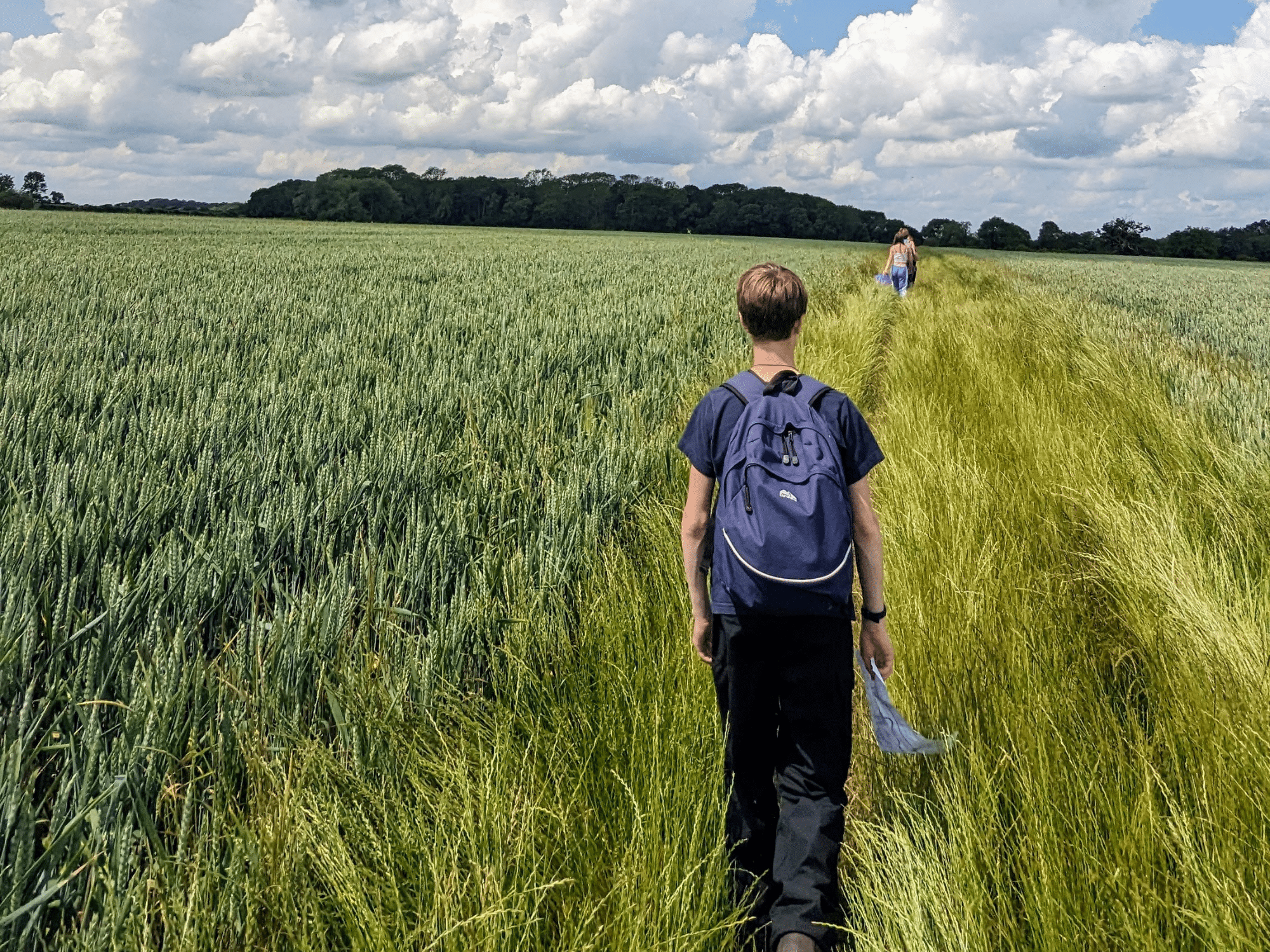 Pupils walking across fields